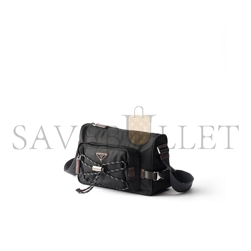 PRADA SPEEDROCK RE-NYLON AND LEATHER SHOULDER BAG 2VH192 (28*17.5*10cm)